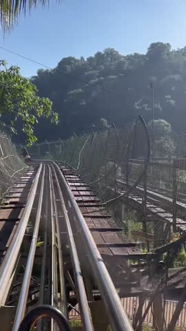 POV Ride on Pongyang Jungle Coaster Through Mountain Forest in Chiang Mai, Thailand