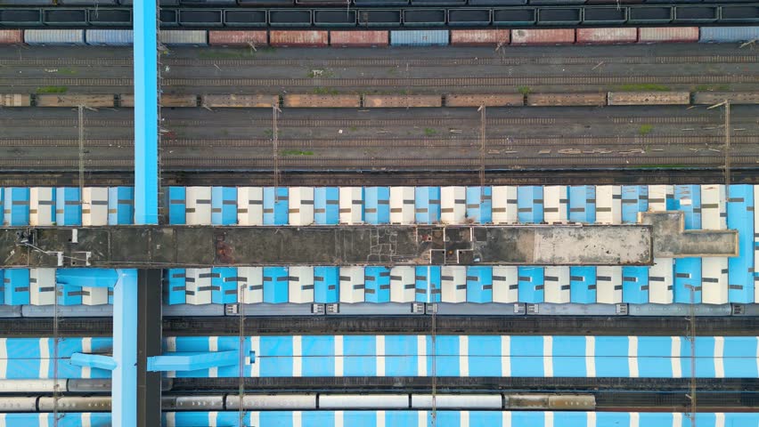 Aerial view of Vijayawada train Junction , has 10 platforms and biggest train junction in Southern India