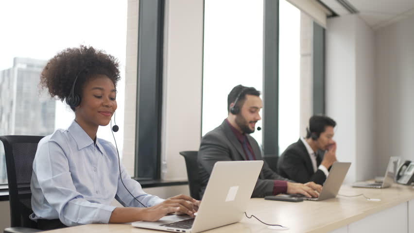 Call center staff are working in office. Business, occupation.