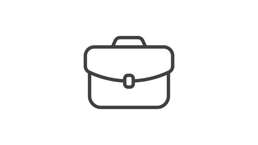 Animated simple line drawing of a briefcase ideal for business presentations