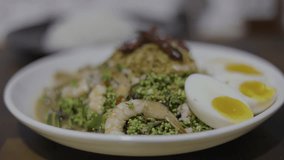 Zoom In Shrimp And Neem Flower Salad, Video footage for documentary and cinematic in food scene. - Powered by Shutterstock - Get 15% off with code: PIKWIZARD15