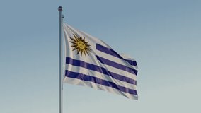 Uruguay Montevideo Flag loop Cinematic Realistic Waving Blue Sky - Powered by Shutterstock - Get 15% off with code: PIKWIZARD15