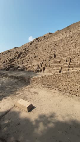 Huaca pucllana majestic adobe pyramid in miraflores, lima, peru