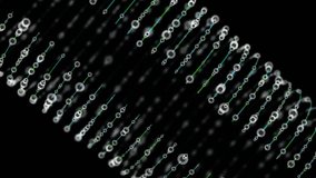 Abstract futuristic graph information on vertical cylinder in dark. Complex Big Data analysis processing. Loop animation. Digital AI technology information tower. - Powered by Shutterstock - Get 15% off with code: PIKWIZARD15