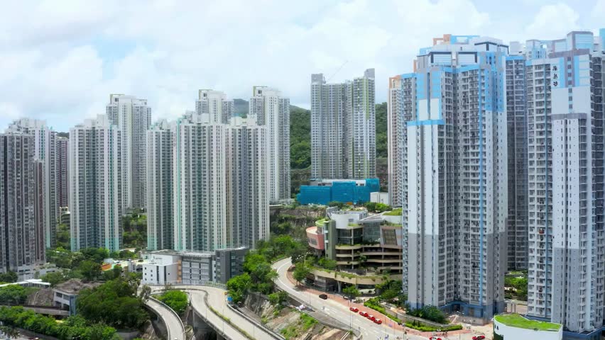 Hong Kong High-Rise Residential Buildings and Cityscape View