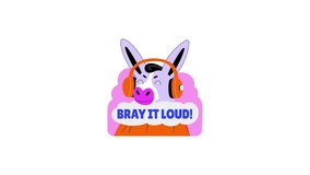 A flat style animated sticker of a donkey listening music - Powered by Shutterstock - Get 15% off with code: PIKWIZARD15