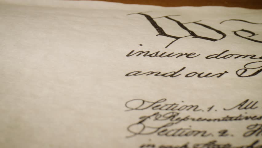 US Constitution We The People Historic Document Closeup