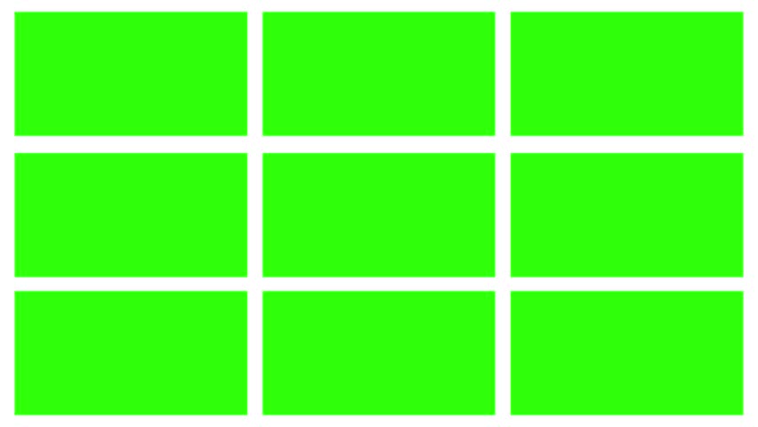 Grid or collage with Green Screen Grid Animation with Nine Rectangle Panels  Split Screen Layout Template for Video Editing, Collage Displays, Multi Frame Effects, green screen bento animation