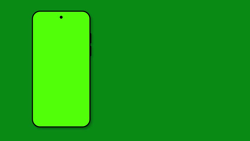 Modern Smartphone Mobile Device Mockup Animation with Green Screen Display for App Demos, UI Previews, Marketing Videos, Product Showcases, and Technology Presentations