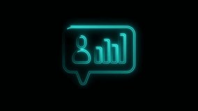 Neon glowing user analytics and statistics in speech bubble animation on black background concept of social media growth - Powered by Shutterstock - Get 15% off with code: PIKWIZARD15