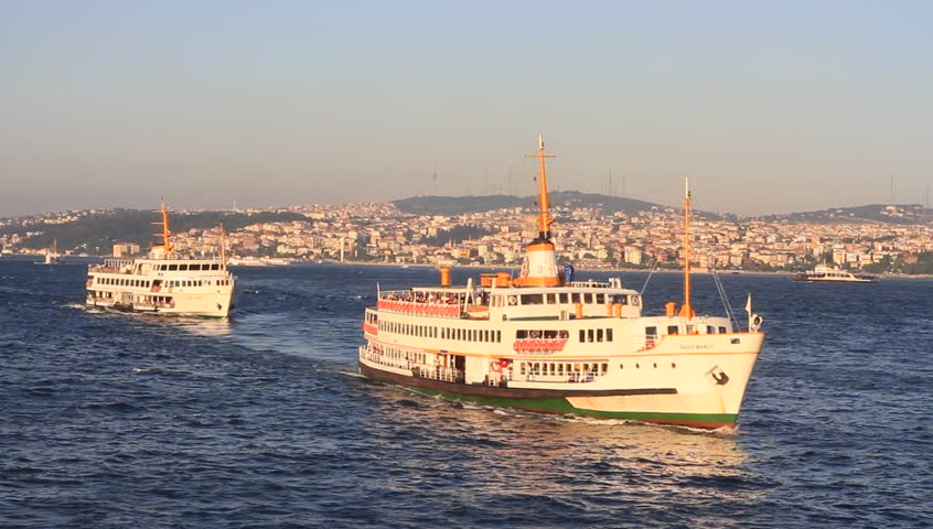 ISTANBUL - JUL 9: City ferryboats sails in to the harbor on July 9, 2011 in