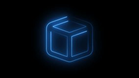 Animated Glowing blue neon icon with the Cube logo, 4k with alpha background - Powered by Shutterstock - Get 15% off with code: PIKWIZARD15