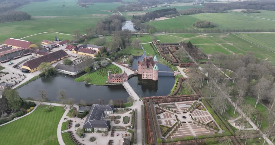 Egeskov Castle, castle on the Danish island of Funen. Renaissance, fortress, Denmark.