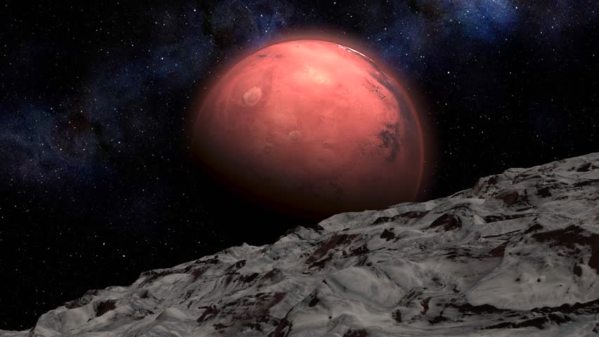 Alien space ship heading planet mars
3d rendering sci fi concept, 2025
