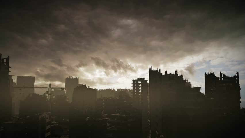 Post-Apocalyptic Cityscape with Ruined Buildings at Dusk
A dramatic and haunting view of a post-apocalyptic cityscape with crumbling buildings silhouetted against a moody sky
