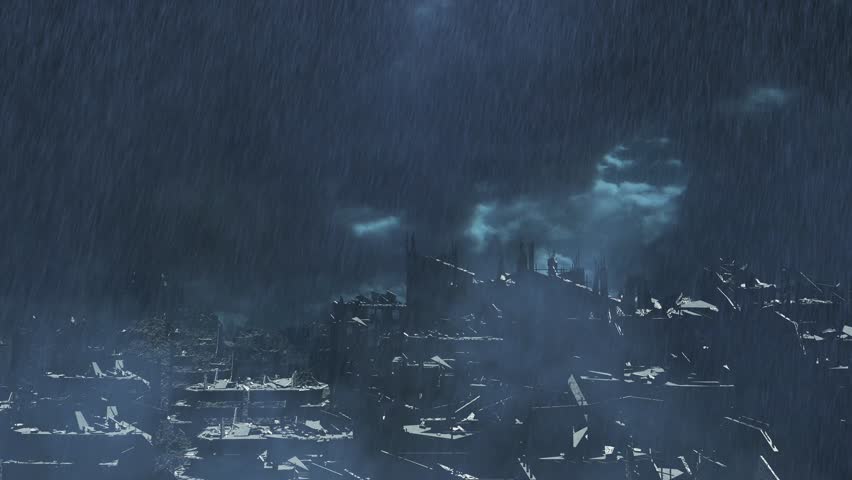 UFO Invasion Over a Post-Apocalyptic City in the rain
A massive UFO hovers ominously above a devastated post-apocalyptic city, casting bright blue energy beams onto the ruins below.

