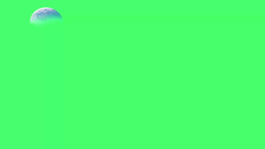 2D animated video of a half moon zooming against a green screen background, perfect for astronomy visuals, meditation backgrounds, and night-time storytelling. Ideal for use in documentaries. 4k 