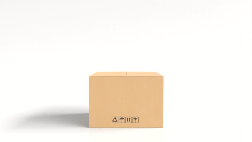 Open cardboard box, Animation of a packaging box opening.