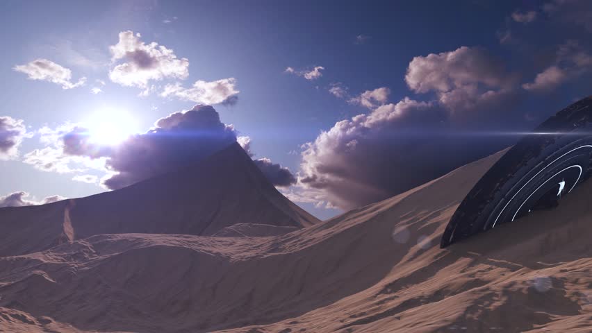 Alien Wreck in Desert mountain

A futuristic alien spacecraft is half-buried in the sand, illuminated by the setting sun.


