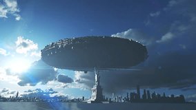 
A massive alien spacecraft hovers near the Statue of Liberty under a clear blue sky

 - Powered by Shutterstock - Get 15% off with code: PIKWIZARD15