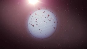 
Uranus is surrounded by asteroids.

A serene view of Uranus, its icy blue surface glowing softly, with an array of asteroids and rocky meteors drifting in the vast expanse of space.
 - Powered by Shutterstock - Get 15% off with code: PIKWIZARD15