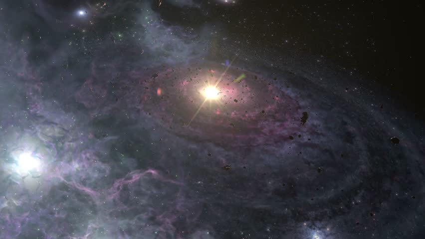 Galaxy Core and asteroids
A breathtaking view of a galaxy's core, with intense starbursts and swirling cosmic dust amidst the vast space.

