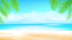 Animation of abstract summer beach background with waves, sun, sand, and tropical color - Powered by Shutterstock - Get 15% off with code: PIKWIZARD15