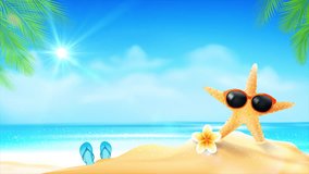 Animation of abstract summer beach background with waves, sun, sand, and tropical color - Powered by Shutterstock - Get 15% off with code: PIKWIZARD15