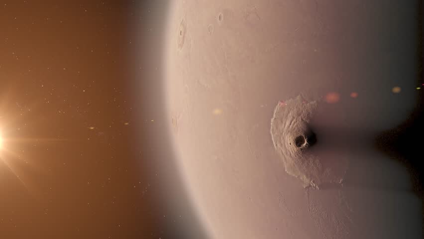 Martian Surface outer space view
A stunning view of Mars, showcasing Olympus Mons, the largest volcano in the solar system, with space stretching into the background.
