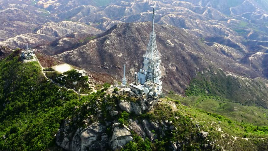Aerial View of Mountaintop Structure and Surrounding Landscape