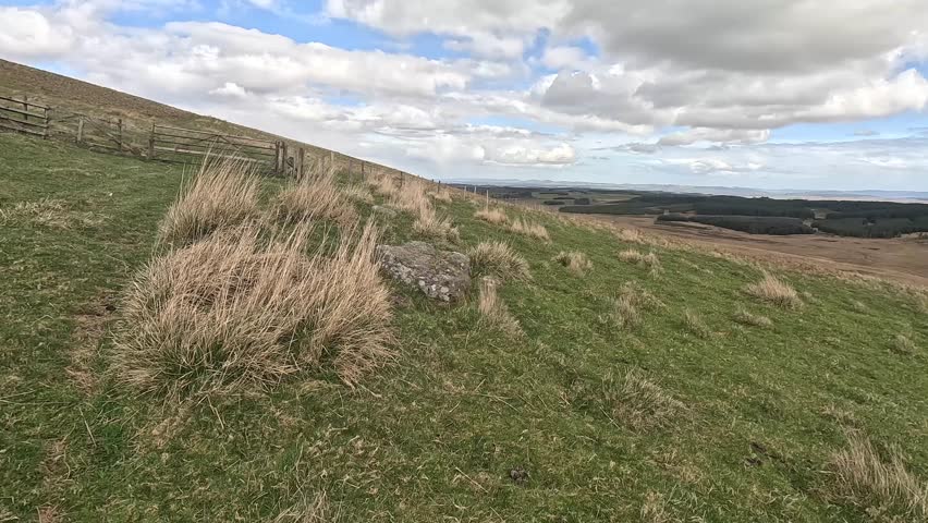 Scottish hillwalking in the mountains of Perthshire. Wide open Scotland wilderness open rolling hills. Hiking adventure long distance walk Loch and Glen