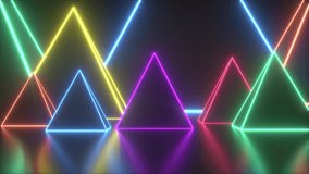 Background of neon colorful pyramids rotation in a seamless loop. Abstract disco audiovisual vj loop. - Powered by Shutterstock - Get 15% off with code: PIKWIZARD15
