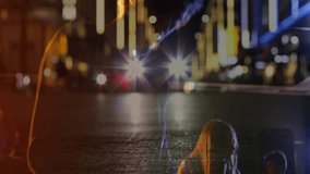 creative technology marketer mixing audio console in city night scene, using colored light streaks. Neon, urban, cinematic, reflections, lights, streetscene, nightlife - Powered by Shutterstock - Get 15% off with code: PIKWIZARD15