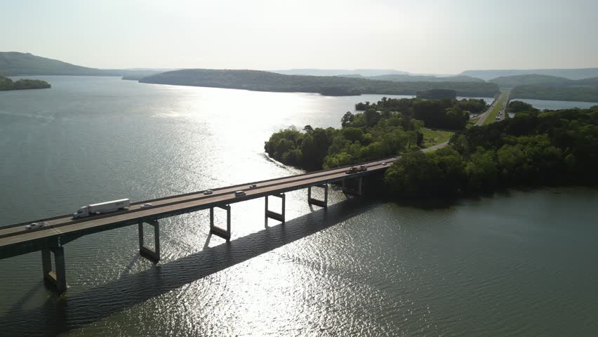 Aerial of Tennessee River Bridge on Interstate 24 in Tennessee