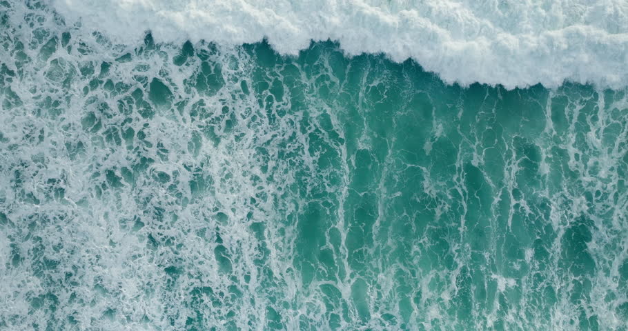 Nature video High quality footage ProRes422. Drone aerial view cinematic scene top-view of big sea wave in ocean stormer 