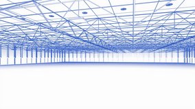 3d rendering draft interior empty warehouse with pendant lamps 4k footage - Powered by Shutterstock - Get 15% off with code: PIKWIZARD15