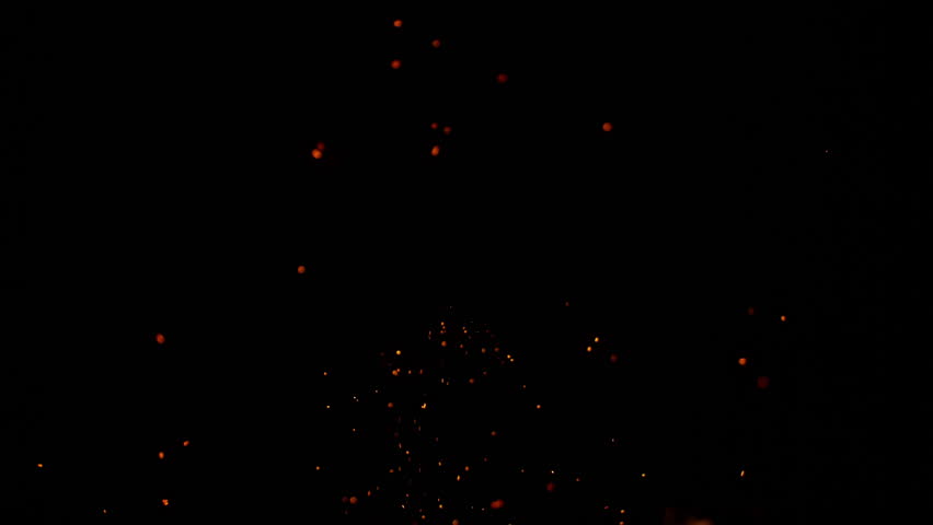Super Slow Motion Shot of Real Fire Sparks Isolated on Black Background at 1000fps.