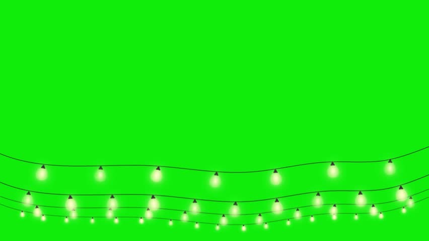 Colorful Fairy Lights Garland Green Screen 4K