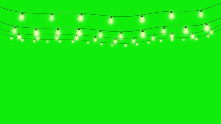 Colorful Fairy Lights Garland Green Screen 4K