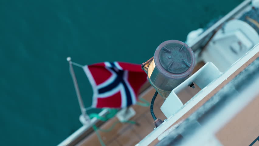 Nordic cruise, national flag, vessel stern view, nautical transportation