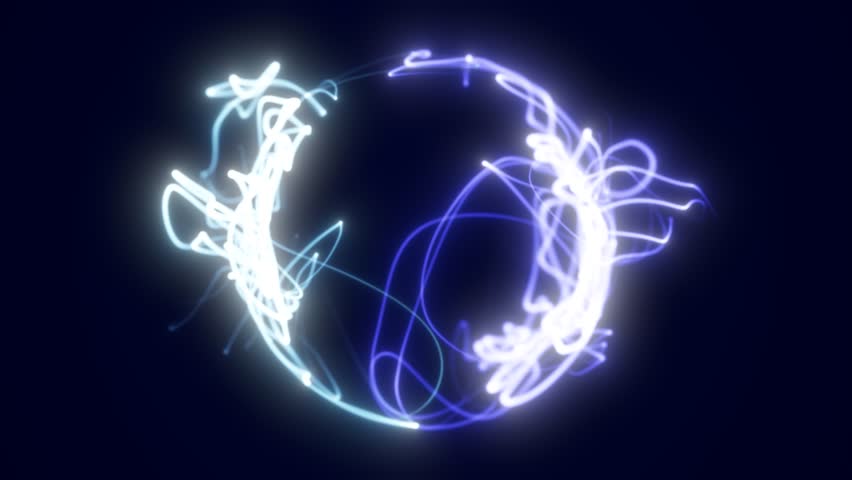 Abstract luminous sphere of intertwined blue and white light trails against dark background, evoking futuristic energy, connectivity, and digital flow - Powered by Shutterstock - Get 15% off with code: PIKWIZARD15