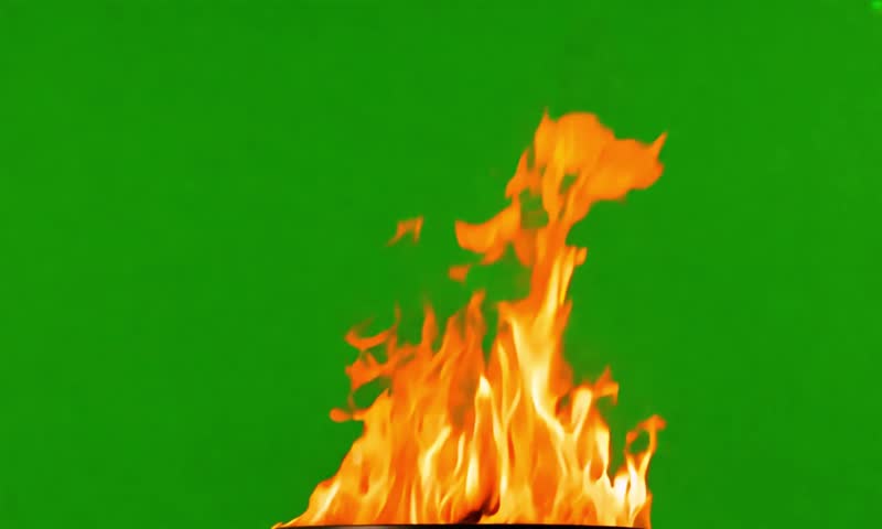 Realistic fire effect with blazing flames rising on an isolated green screen background, Red bright fire flames dance against isolated background. Orange yellow fireflames burning. 4K HD