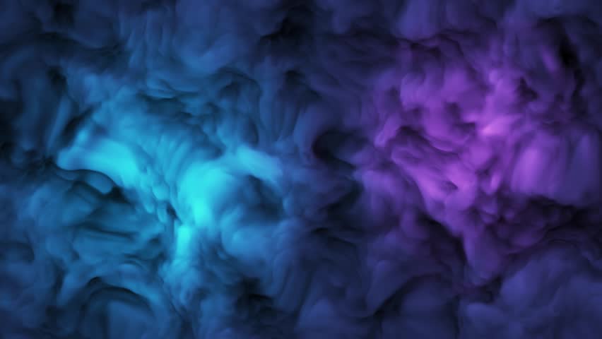 Abstract multicolored smoke on dark background. Smoke animation. Abstract clouds background. Clouds animation. Fractal background. Colorful abstract smoke explosion. 4k animation. 3D Illustration