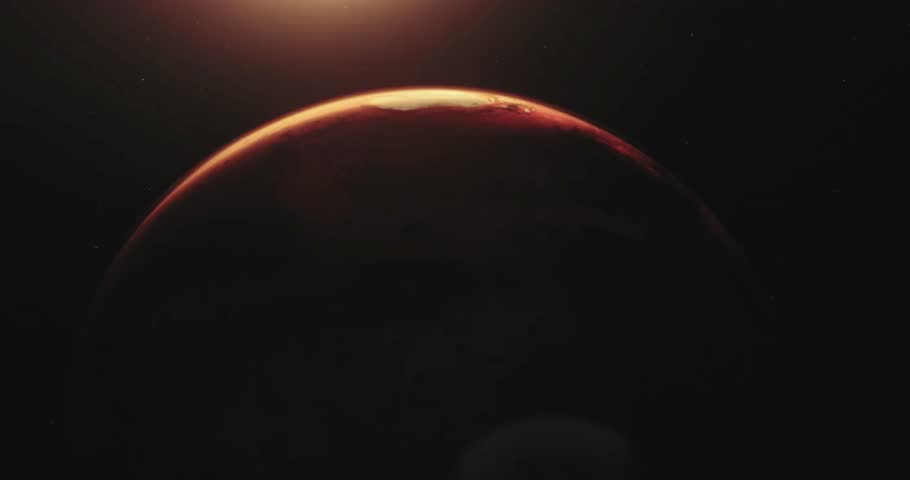 Timelapse of Crescent of Mars viewed from space. Ideal for science fiction book covers, website banners, educational presentations, and astronomical posters.