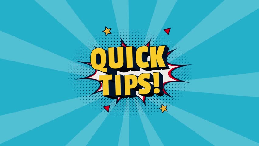 Quick Tips Text Animation - Bold Colorful Cartoon Style Footage