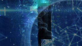 Network visualization showing hexagonal overlay, with glowing nodes, light trails, dark sphere. Futuristic, digital, abstract, cyber, connectivity, technology, luminous - Powered by Shutterstock - Get 15% off with code: PIKWIZARD15