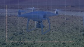 field engineer inspecting desert survey site, showcasing drone over digital grid with neon markers. Drone, data visualization, holographic, futuristic, rugged terrain, technology, analytics - Powered by Shutterstock - Get 15% off with code: PIKWIZARD15