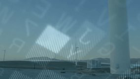 Wind turbine tower and blade blending with digital data visuals showing binary numbers and charts. Futuristic, technology, renewable, analytics, innovation, visualization, environmental - Powered by Shutterstock - Get 15% off with code: PIKWIZARD15