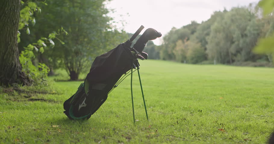 Golf club, sport and course or recreation, lawn and outdoors or game, performance and equipment. practice and activity or exercise, mockup and nature or caddy, kit and bag for leisure, grass or hobby