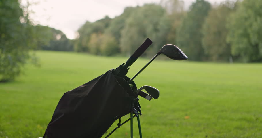 Golf club, sport and course or hobby, lawn and outdoors or game, performance and equipment. practice and activity or exercise, mockup and nature or caddy, kit and bag for leisure, grass or recreation